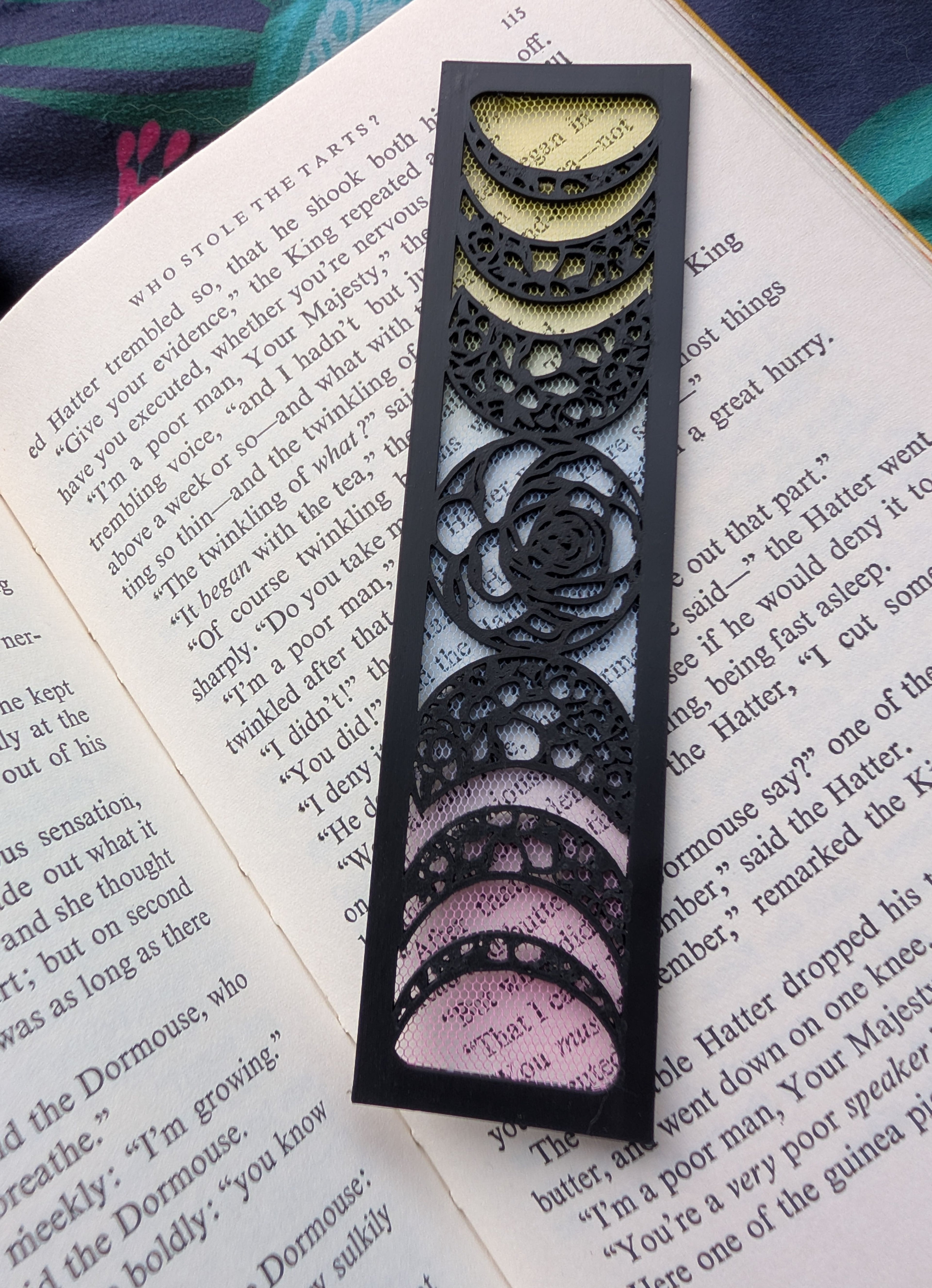 Square Floral Moon Phase Bookmark